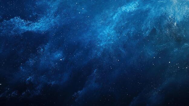 Deep space nebula swirls in a dark blue photo