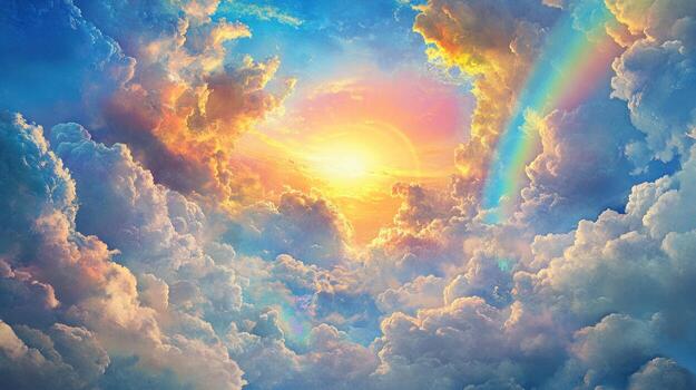 celestial amanecer mediante nubes foto