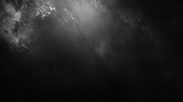 Abstract grayscale image depicting a dark, textured background illuminated by a diagonal beam of light, creating a dramatic contrast of light and shadow, with subtle speckles and swirls throughout photo