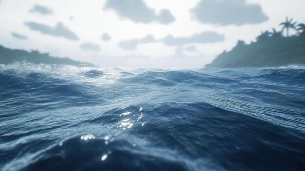 Oceano olas en un nublado día foto