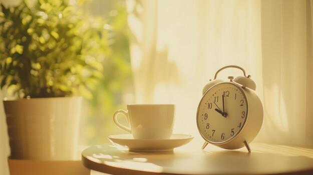 Sunrise, coffee, and time photo