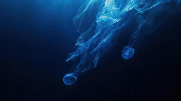 Deep blue, ethereal fluid forms photo