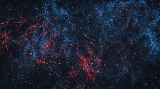 Abstract network of interconnected points and lines photo