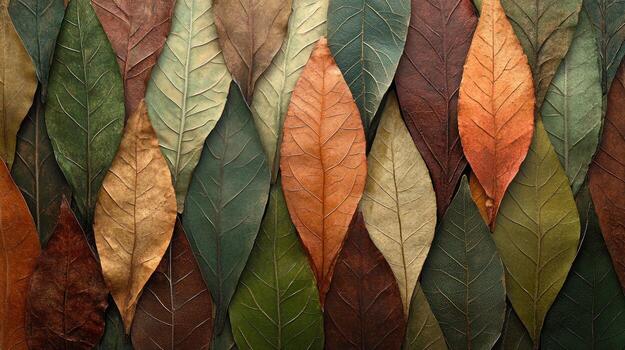 Dried leaves in a patterned arrangement photo