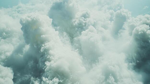 Dense, puffy clouds fill the sky photo