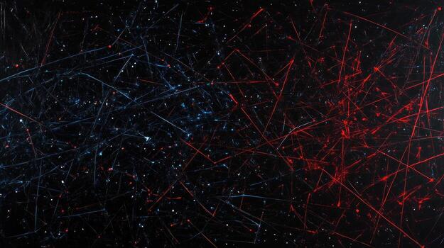 Abstract design of intersecting lines in dark blue and red photo