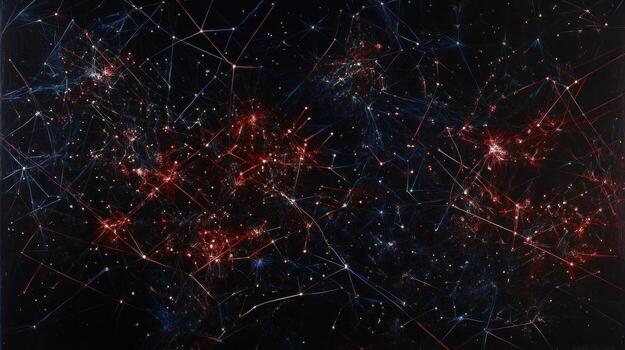 Abstract network graphic with connecting lines and points photo