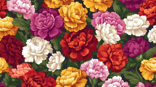 Floral pattern of many carnations photo