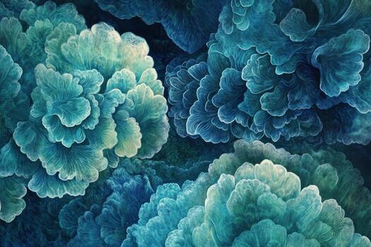 Abstract floral pattern in teal and turquoise photo