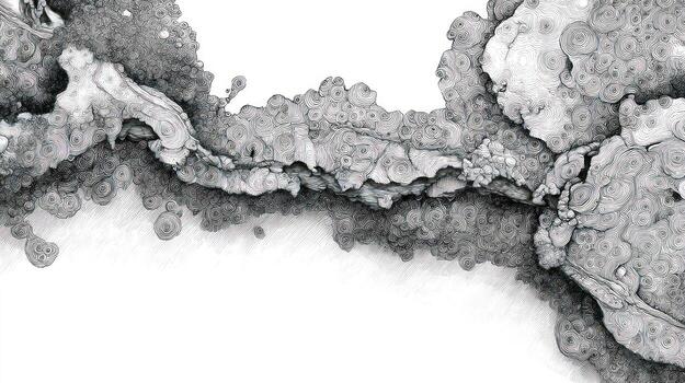 Swirling gray fractals on white photo