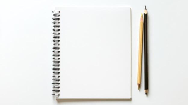 Blank notepad with pencils photo