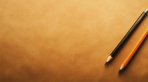 Two pencils on a tan surface photo