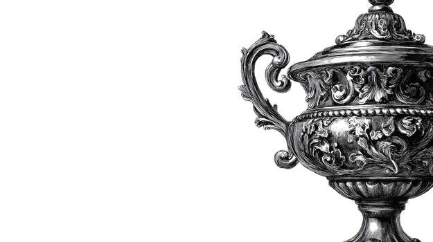 florido, metálico urna con tapa, detallado tallas, y desplazamiento encargarse de diseño foto