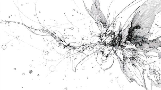 Abstract flow illustration with wispy lines, circles, and organic forms photo