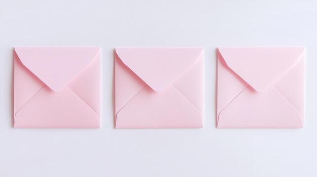 Three pink envelopes in a row photo
