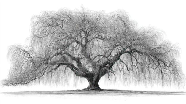 Majestic weeping willow, branches cascading down photo