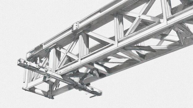 metal braguero estructura desde abajo, detallado angular perspectiva foto