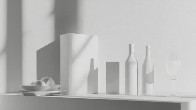 Monochromatic still life with shadows photo