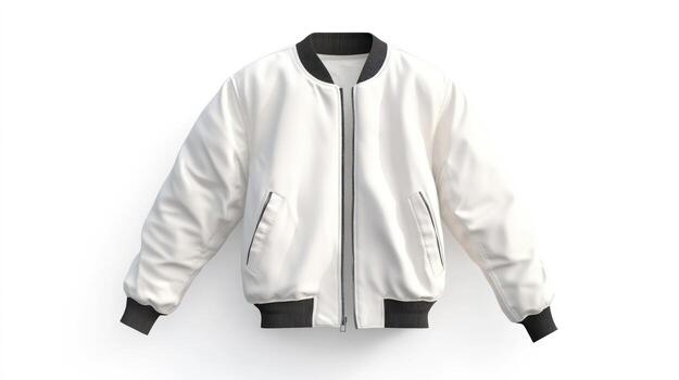 White bomber jacket, isolated on white background photo