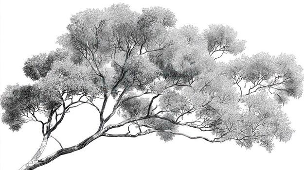 Elegant, sprawling tree with detailed branches and soft, round leaves photo