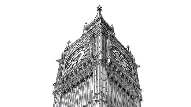 hacia arriba Disparo de detallado reloj torre arquitectura en contra rígido blanco cielo foto