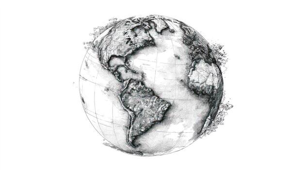 Grayscale rendering of the Earth centered on the Americas, ethereal and delicate photo