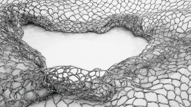 Abstract netting creates a hole framed by texture photo