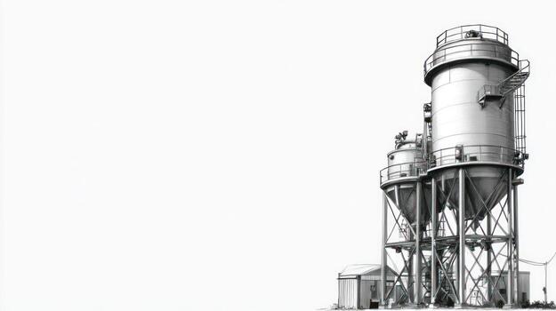 silos y estructura en contra limpiar blanco foto