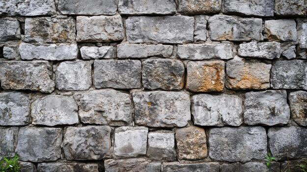 Close-up view of an aged stone wall photo