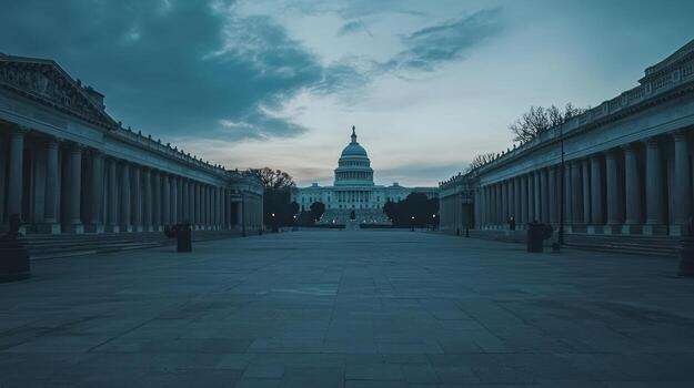 A tranquil view of the Capitol Building at dawn photo
