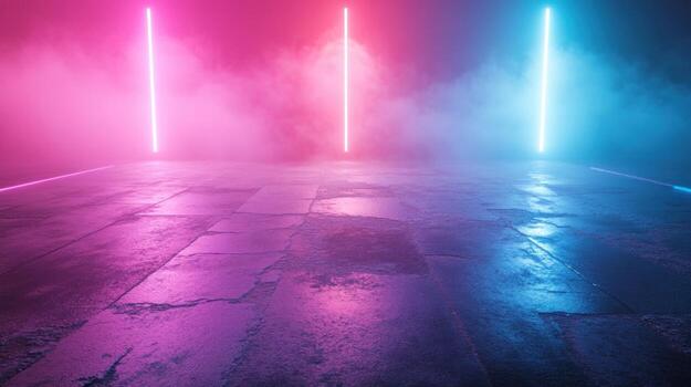 neón luces esclarecedor un texturizado piso foto