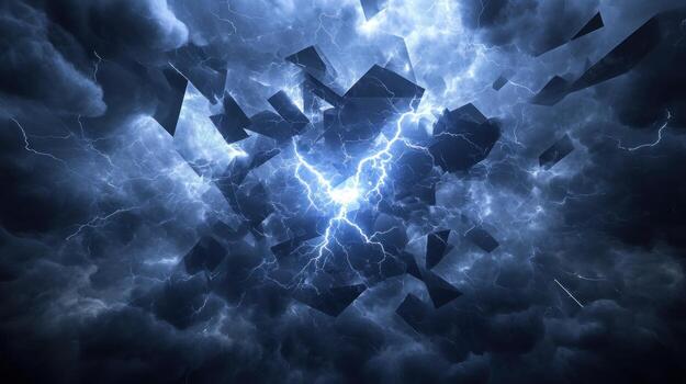 Abstract storm with lightning photo