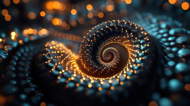Abstract spiral design with glowing points photo