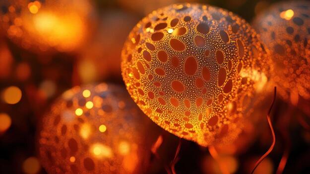 Abstract orange orbs in bokeh photo