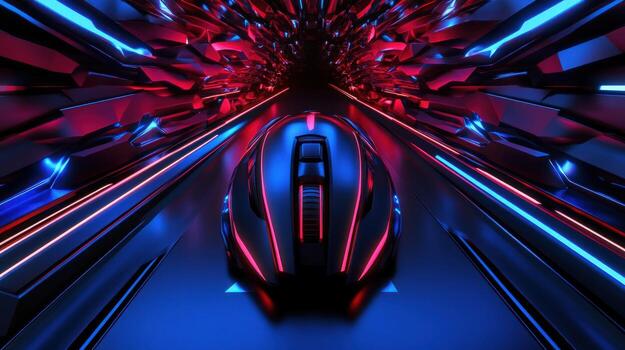 Futuristic tunnel with glowing mouse photo