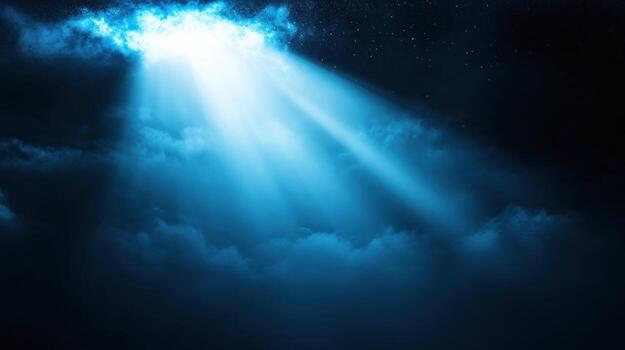 Celestial light beams through clouds photo