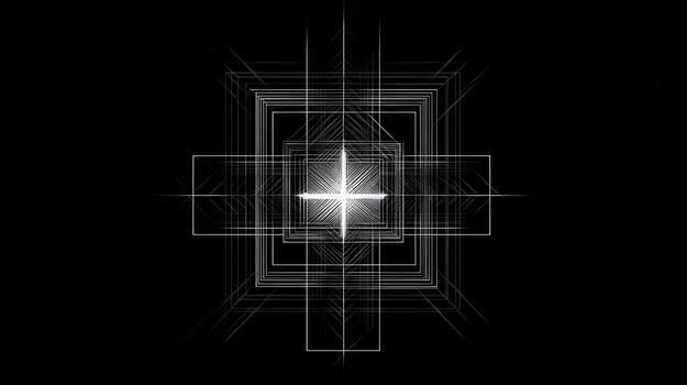 Abstract design with radiating lines and squares photo