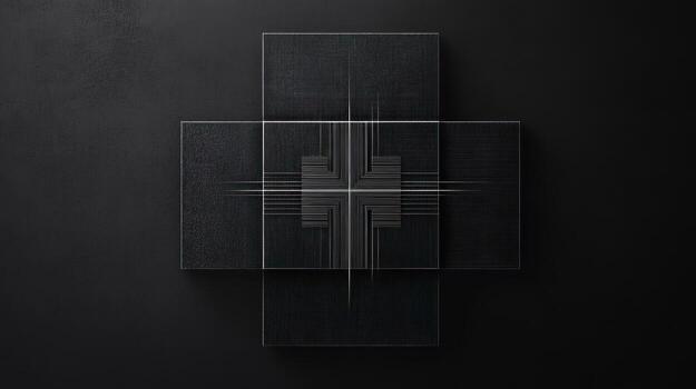 Abstract cross-shaped design on dark background photo