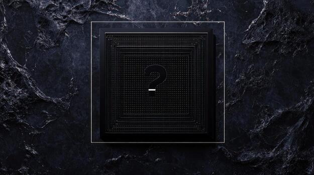 Dark square chip with question mark photo