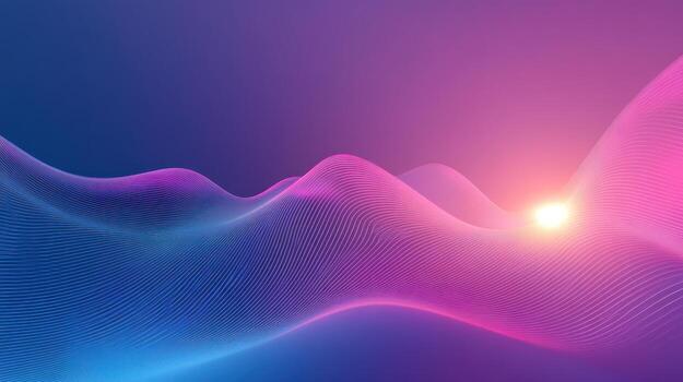 Abstract digital landscape with glowing lines photo