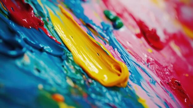 Close-up view of vibrant paint strokes photo