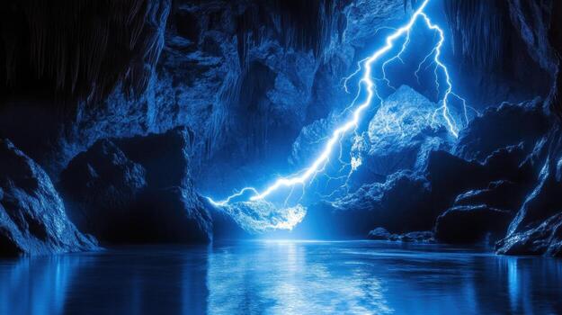 Cave Lightning Reflection photo
