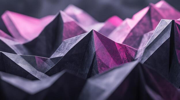 Abstract polygonal landscape with dark and pink hues photo
