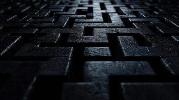 Dark, intricate maze of interlocking squares photo