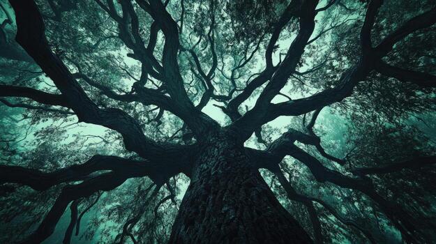 Dark, mystical tree canopy photo