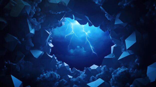 Dark abstract scene with a hole photo