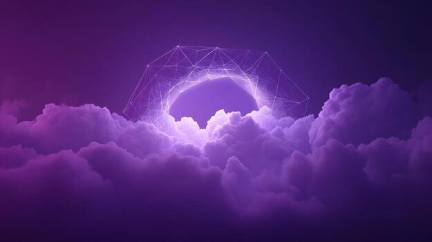 Purple clouds with a glowing orb photo