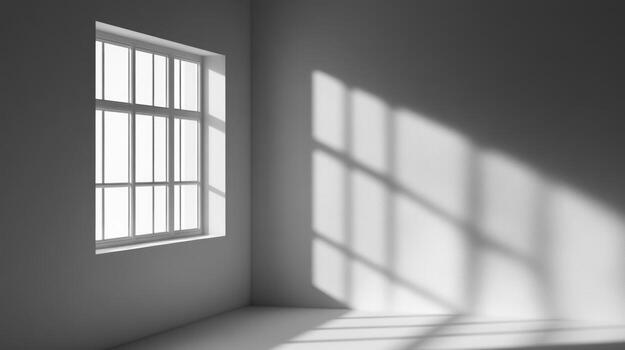 Empty room corner with window and shadows photo