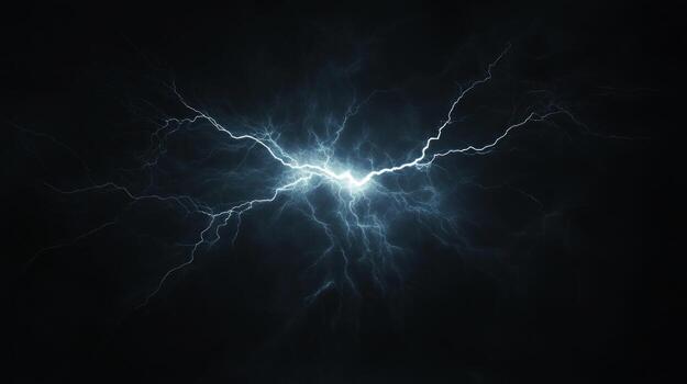 A radiant burst of lightnings in a dark background photo