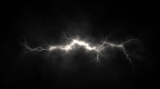 Striking lightning bolts against a dark background photo